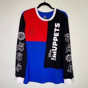 Disney Parks Shirt Men Extra Large Muppets Color Block Retro Tee Long Sleeve NEW